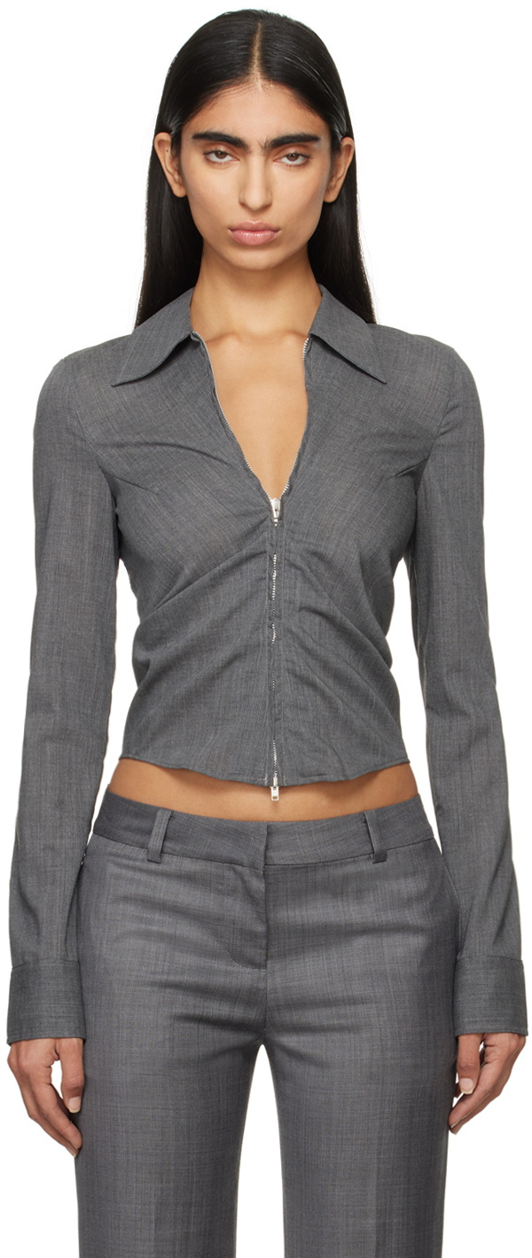 OUR LEGACY Gray Slim Zip Shirt Our Legacy OUR LEGACY Gray Slim Zip Shirt Our Legacy