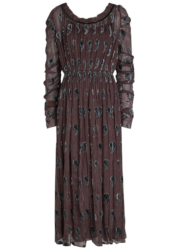Photo: Tory Burch Paisley-devoré Silk-blend Midi Dress Brown