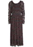 Tory Burch Paisley-devoré Silk-blend Midi Dress Brown