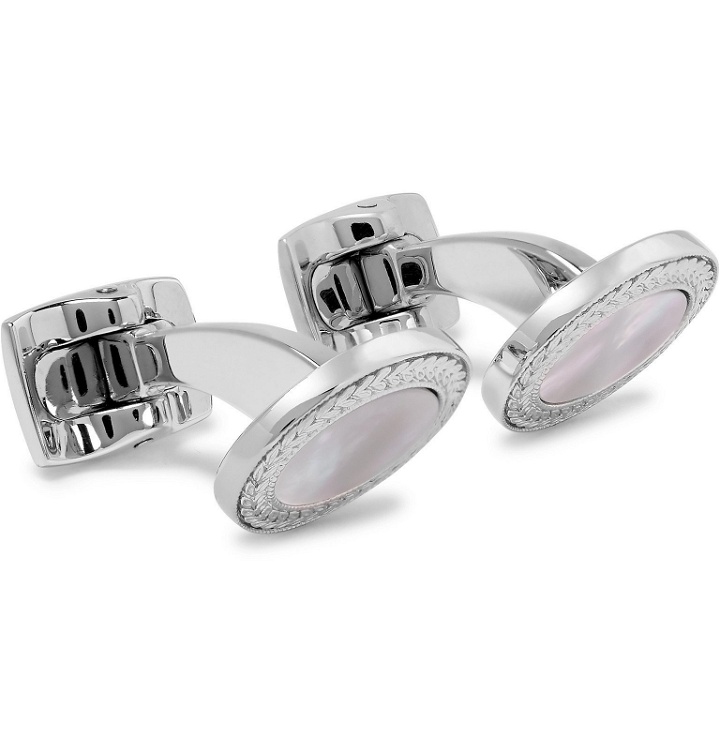 Photo: Deakin & Francis - Rhodium-Plated Mother-of-Pearl Cufflinks - White