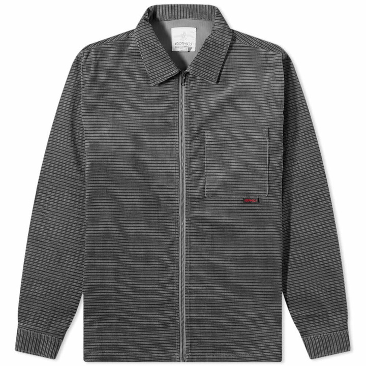 Photo: Gramicci Men's Corduroy Grid Zip Shirt in Grey