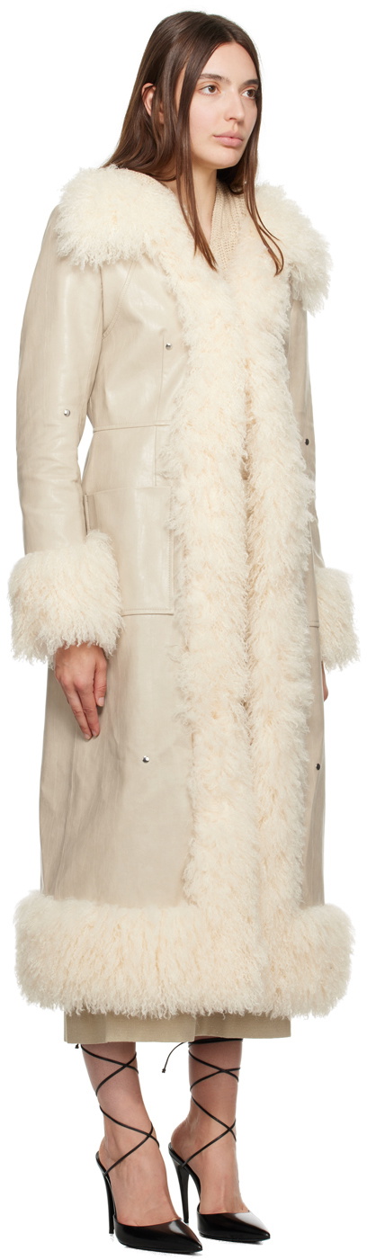 Kijun Off-White Diane Faux-Leather Coat