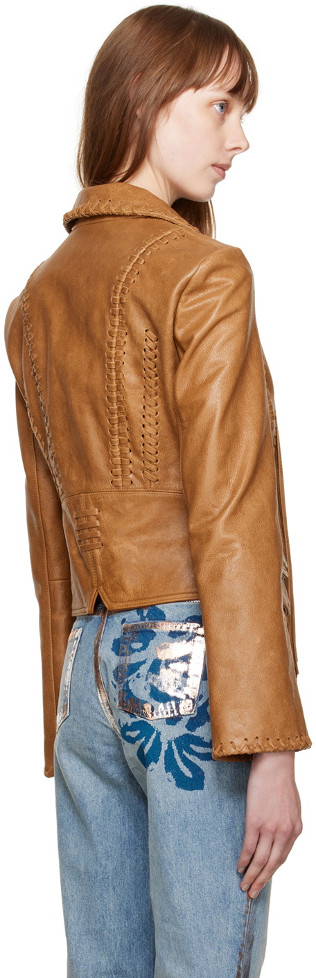 Guess Jeans U.S.A. Brown Tassel Leather Jacket GUESS