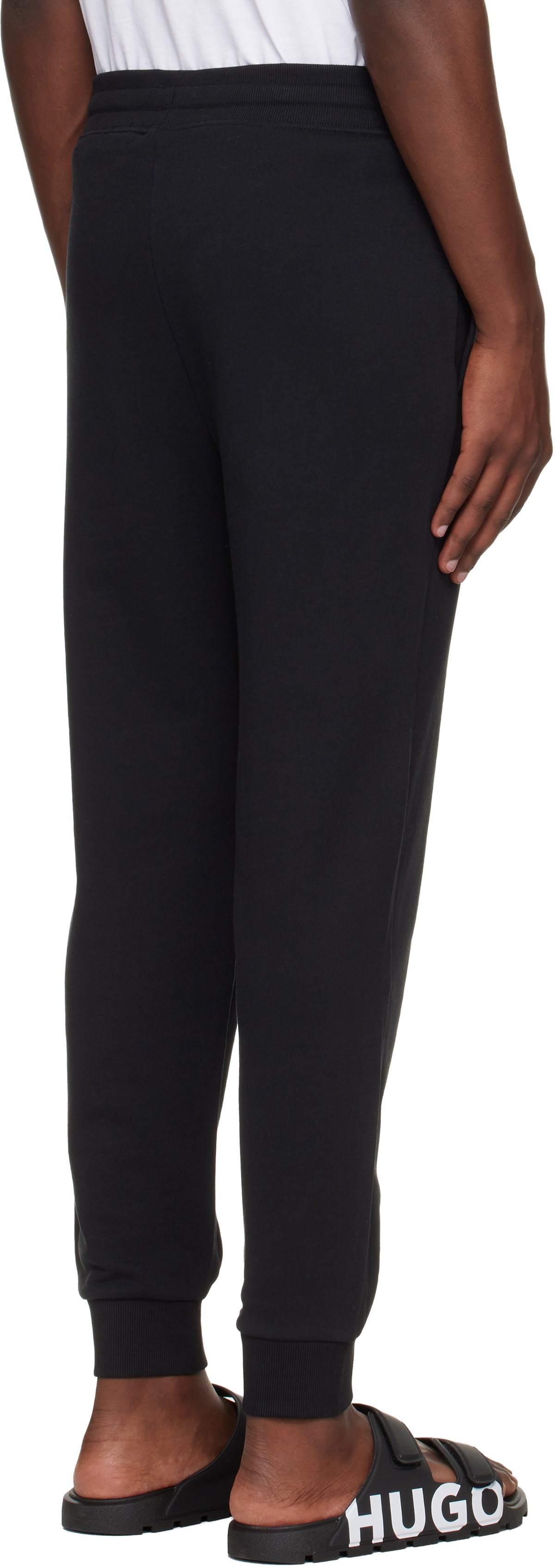 Hugo Black Logo Print Cuffed Tracksuit Pants