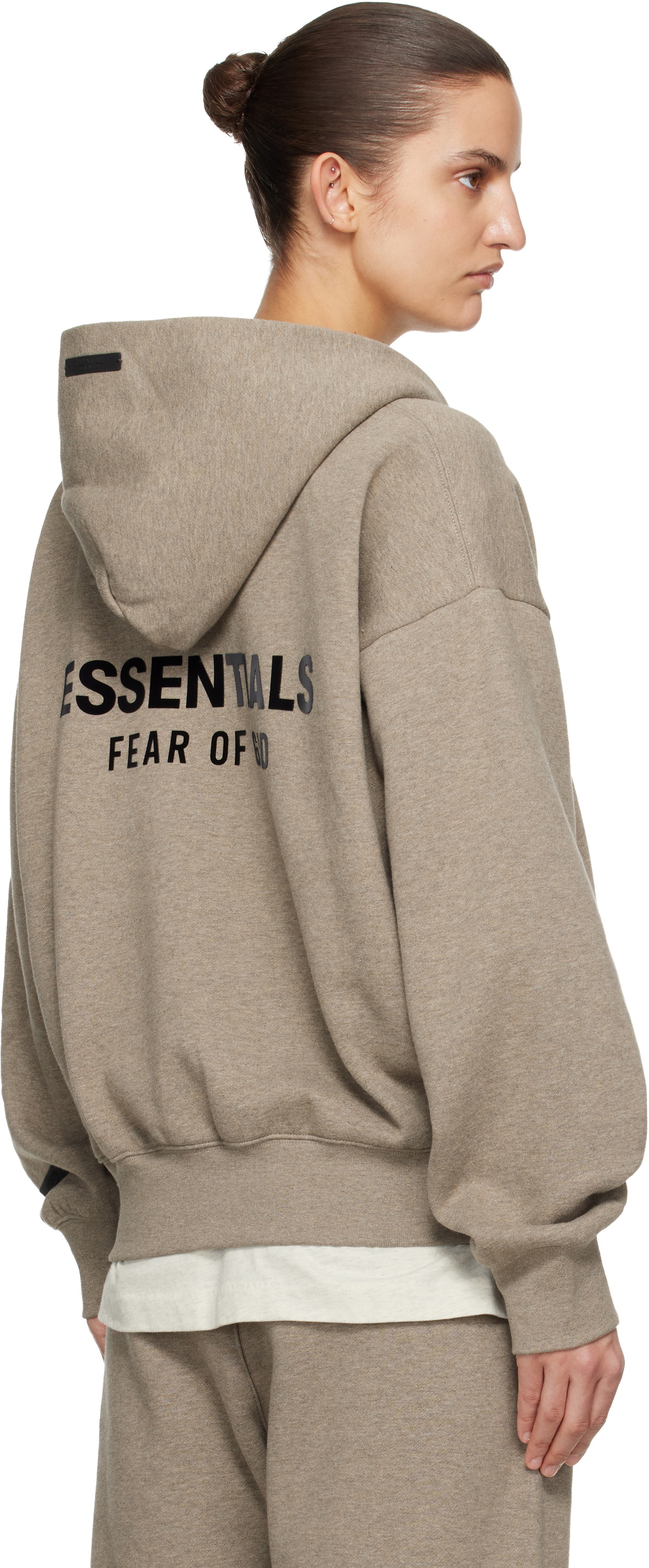 Fear of God ESSENTIALS Beige Classic Zip-Up Hoodie