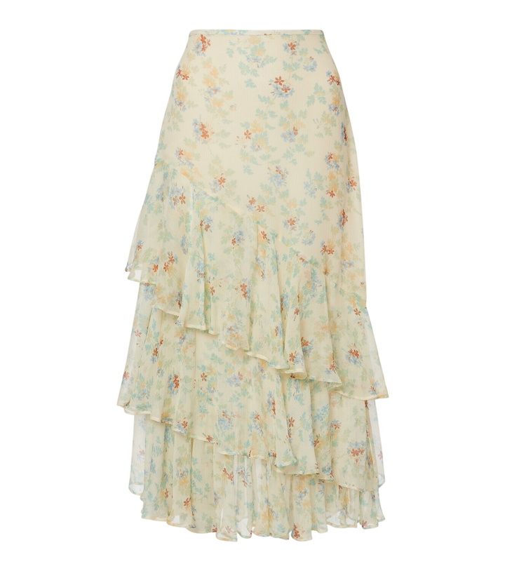 Photo: Ulla Johnson Meadow floral silk chiffon midi skirt