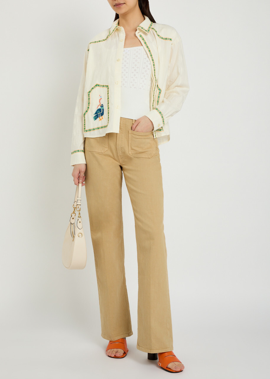Mother The Peasent Poet Embroidered Cotton Shirt White