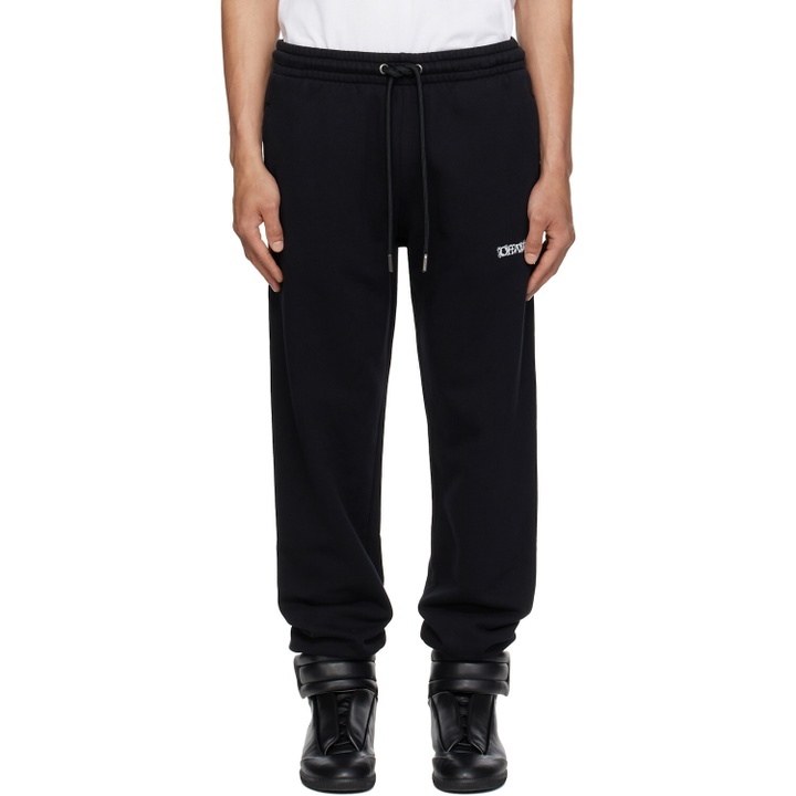 Photo: Off-White Black Heraldic Arrow Cuffed Sweatpants