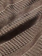 ERMENEGILDO ZEGNA - Layered Striped Mélange Silk, Cotton and Linen-Blend Sweater - Brown