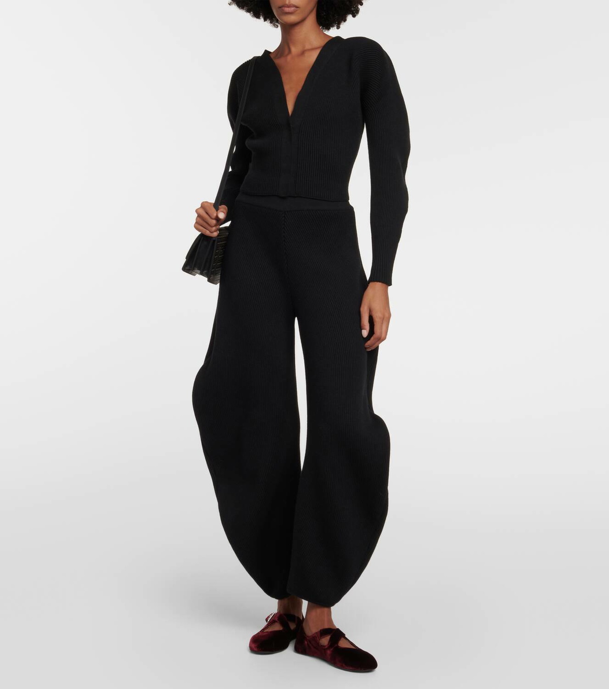 Alaïa Criss Cross velvet ballet flat