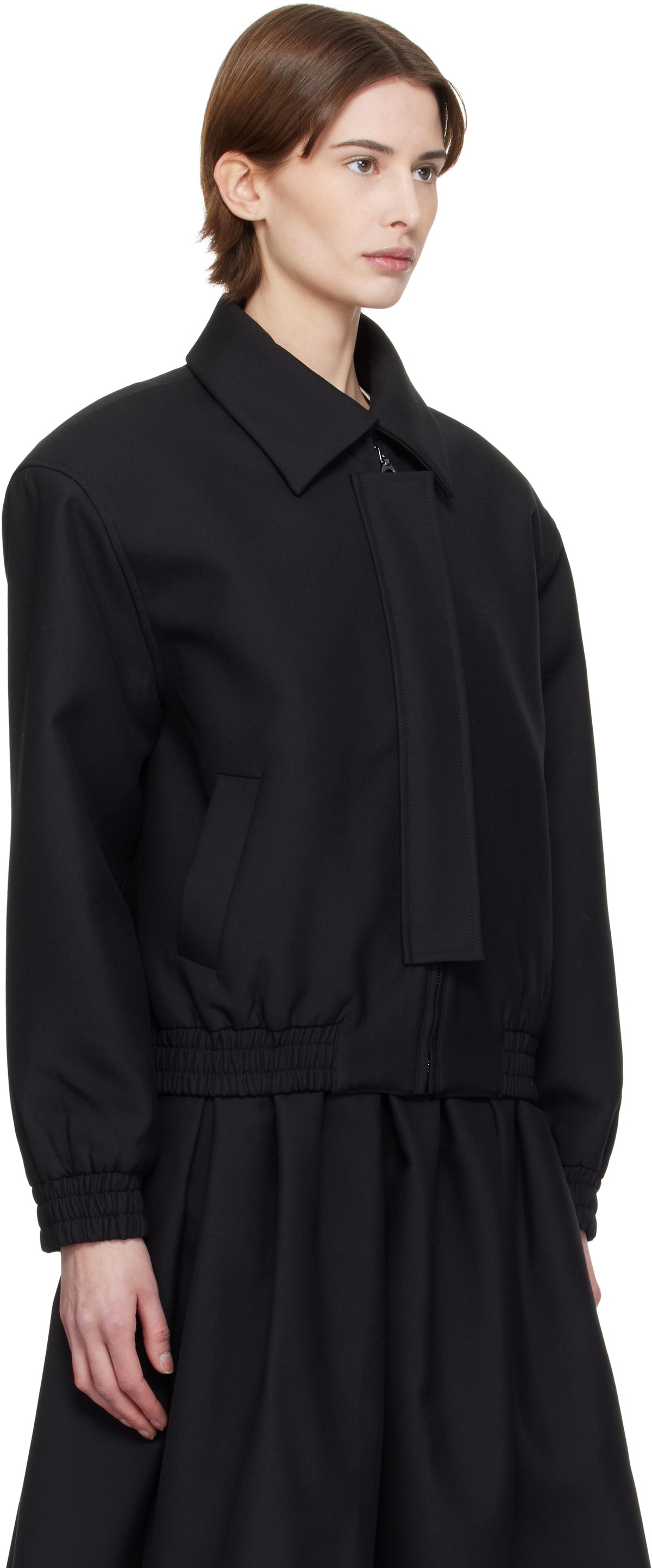 Fax Copy Express Black Zip Shoulder Jacket