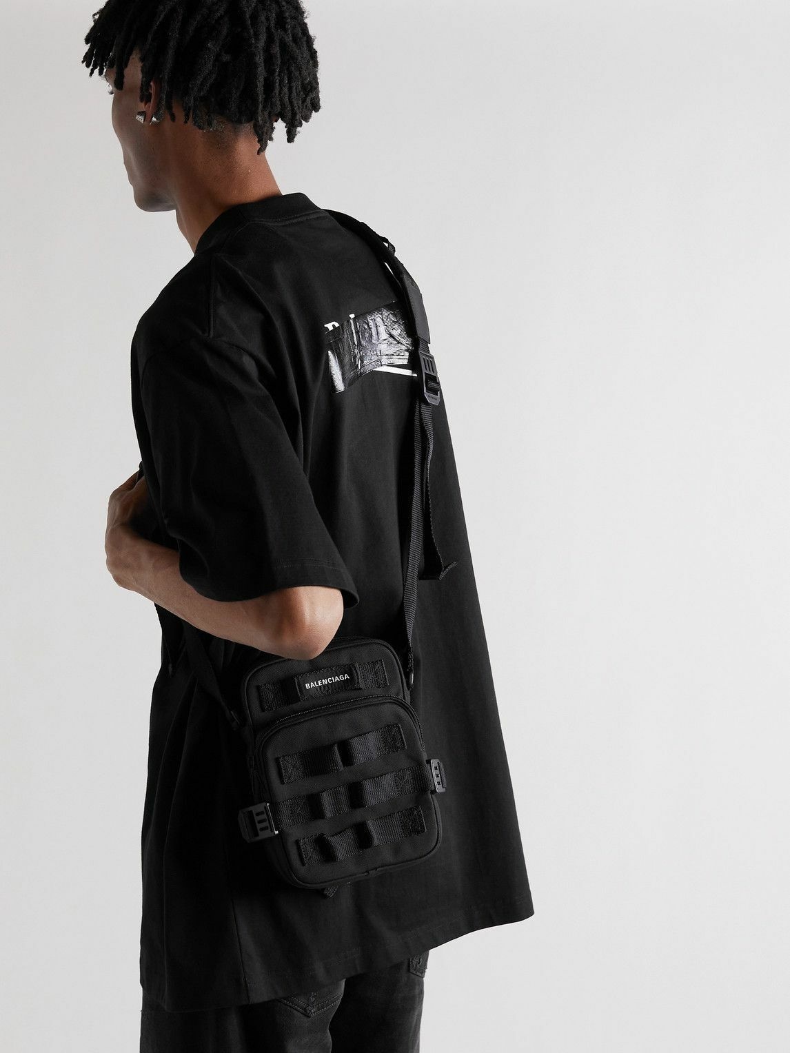 Men's Army Crossbody Messenger Bag in Black