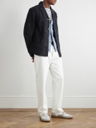 Officine Générale - Julien Camp-Collar Suede Overshirt - Blue