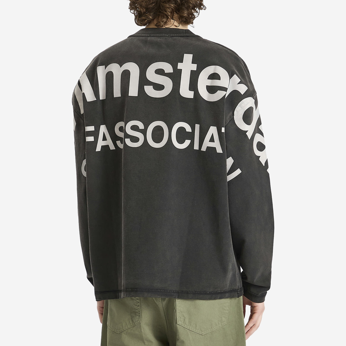 New Amsterdam Surf Association Men's Big Logo Washed Long Sleeve T in Black