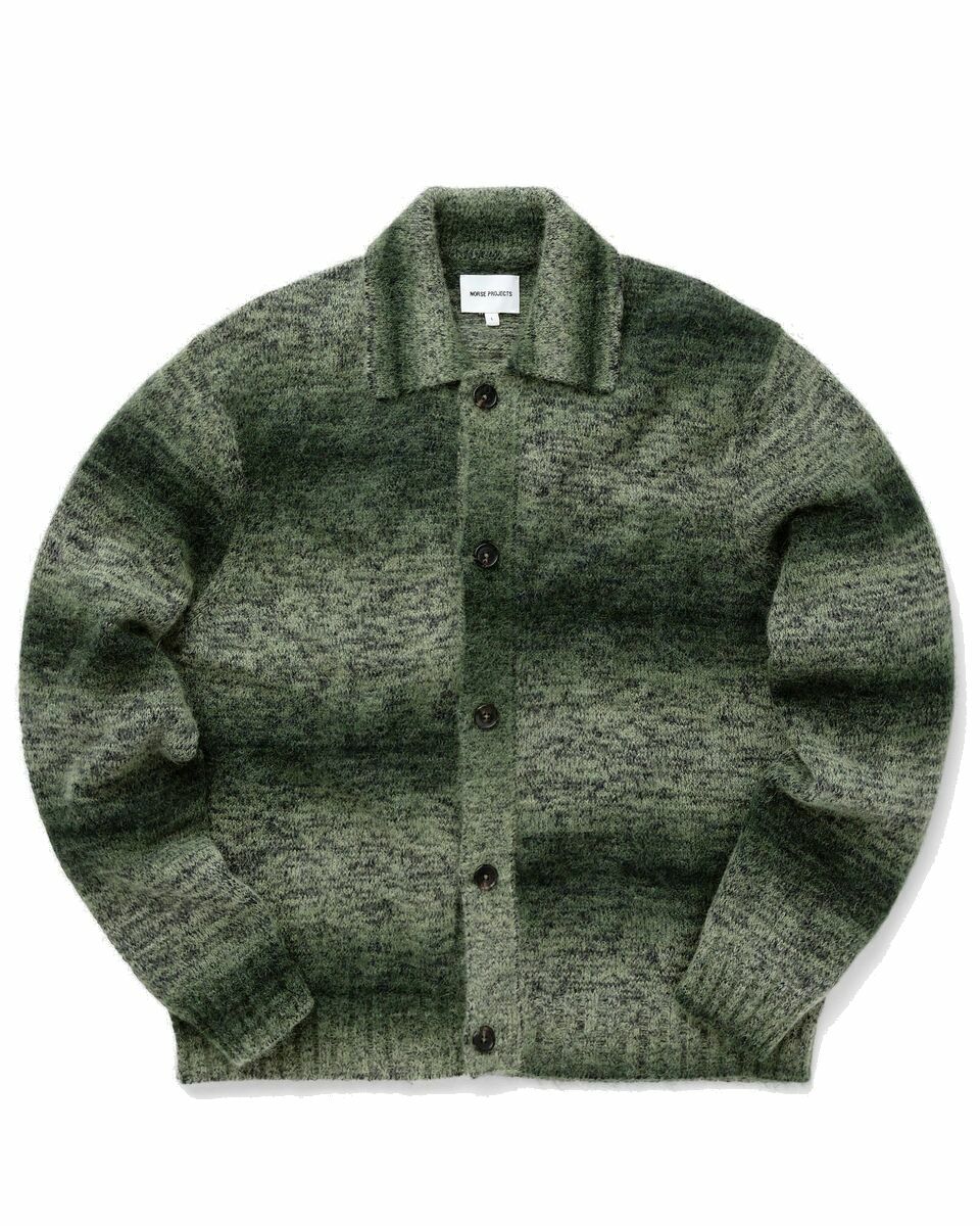Photo: Norse Projects Erik Space Dye Alpaca Mohair Cotton Jacket Green - Mens - Zippers & Cardigans