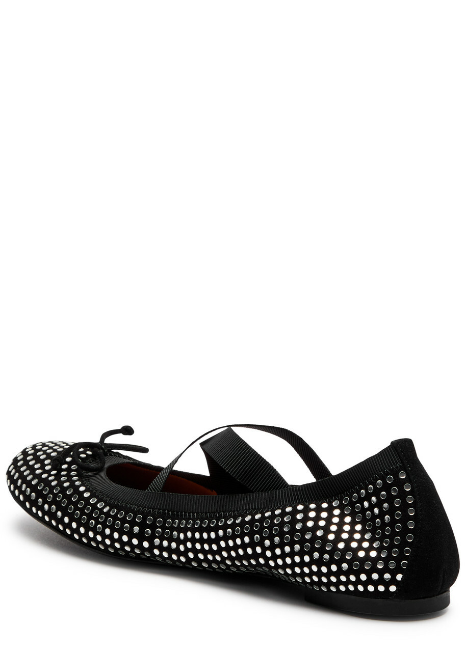 Aquazzura Remix Stud-embellished Ballet Flats Black And