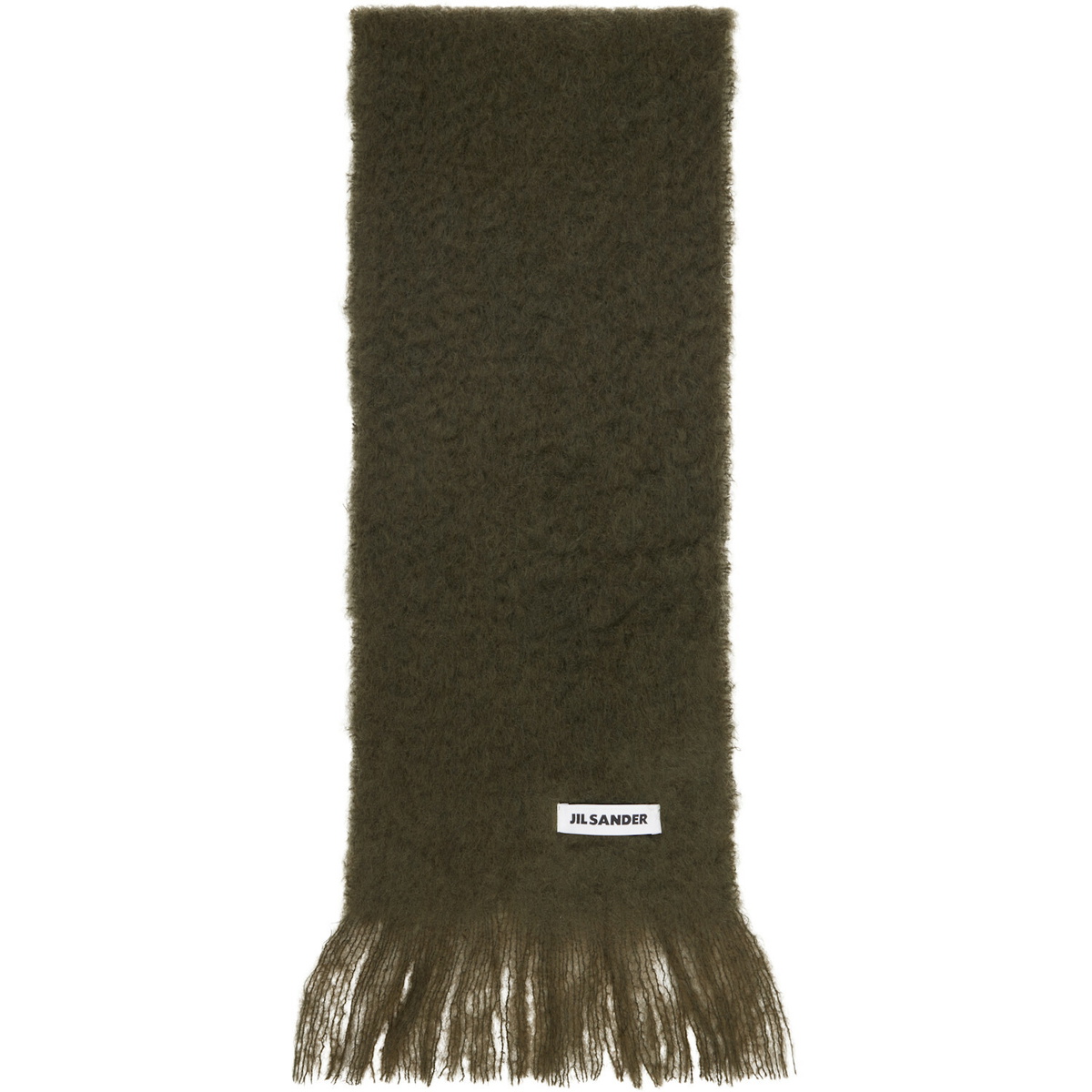 Jil Sander Green Plain Mohair Wool Scarf