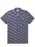 Incotex - Convertible-Collar Printed Cotton-Seersucker Shirt - Blue