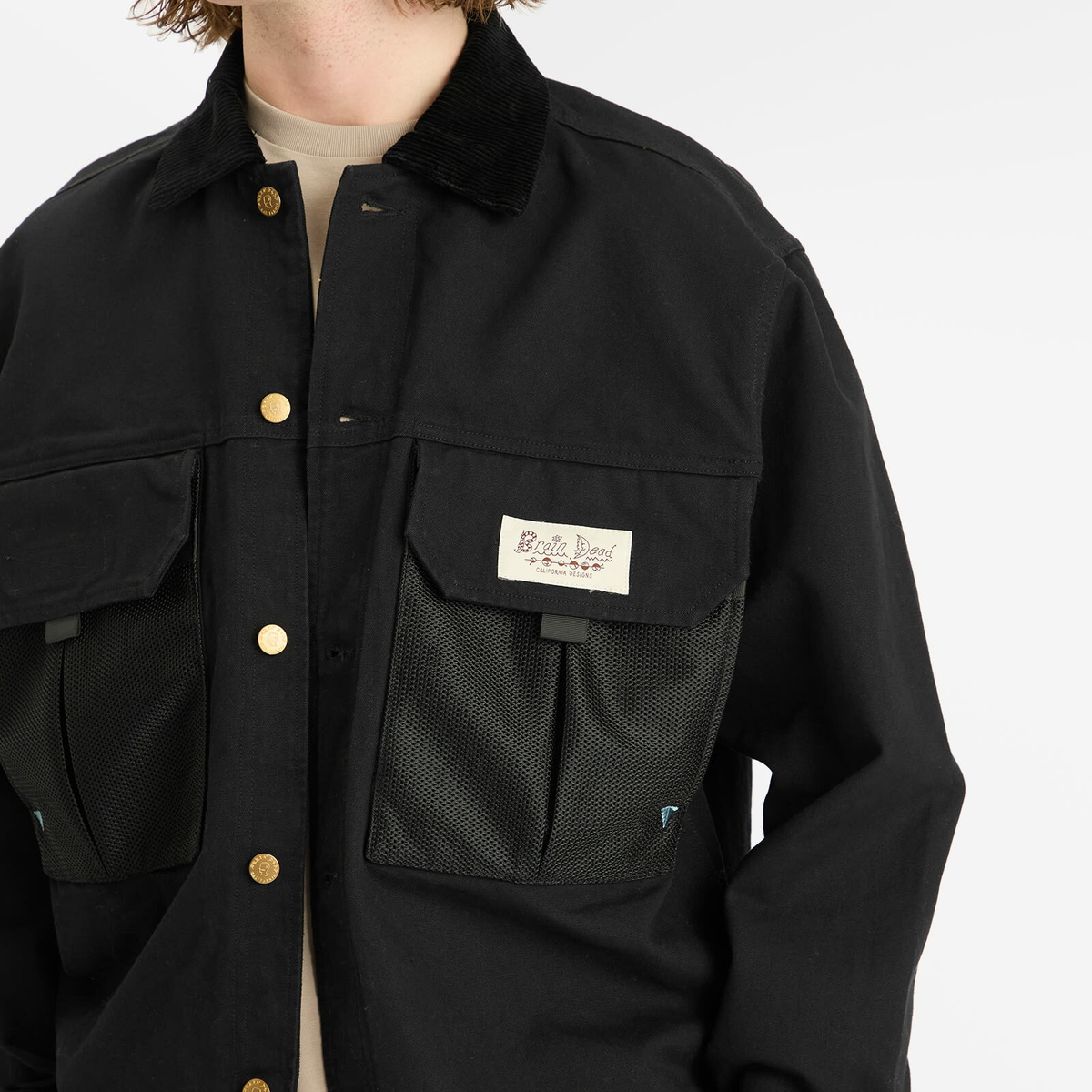 Brain Dead Men's Cropped Chore Jacket in Black Brain Dead