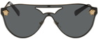 Versace Black & Gold Rounded Aviator Sunglasses