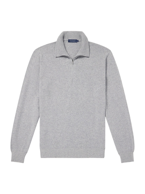 Photo: Thom Sweeney - Cashmere Half-Zip Sweater - Gray