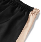 Needles - Embroidered Striped Satin Sweatpants - Black