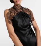 Givenchy Halterneck lace-trimmed silk satin gown