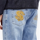 Billionaire Boys Club Men's Diamond & Dollars Embroidered Jeans in Stonewash Blue