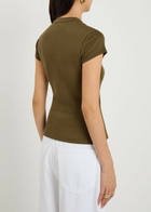 Reformation Raelynn Ribbed Stretch-cotton T-shirt Dark Green