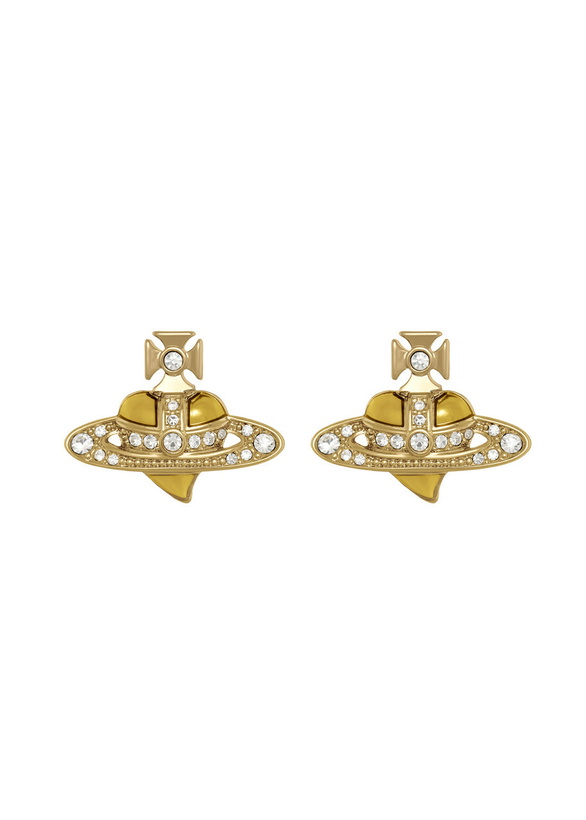 Photo: Vivienne Westwood New Diamante Heart Stud Earrings - Gold - One Size