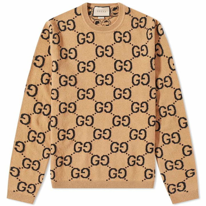 Photo: Gucci Men's Jumbo GG Crew Neck Knit in Camel