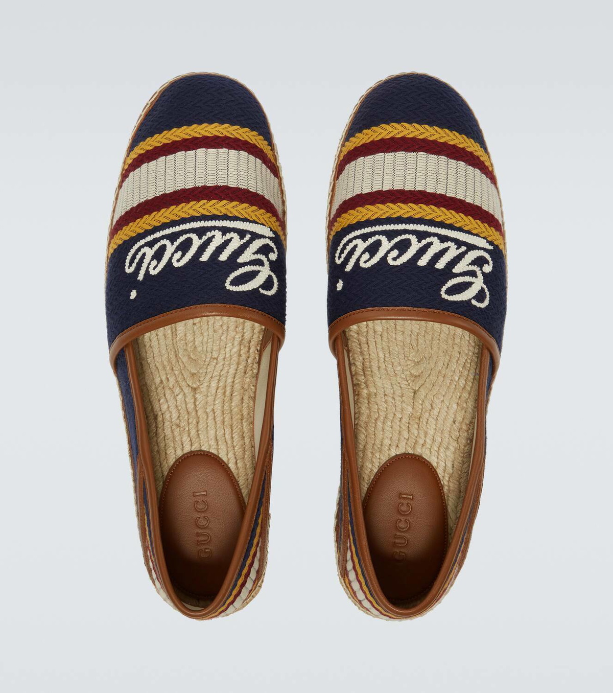 Gucci Logo leather-trimmed espadrilles
