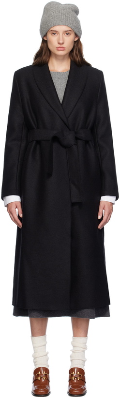 Photo: Harris Wharf London Black Shawl Collar Coat