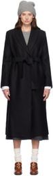 Harris Wharf London Black Shawl Collar Coat