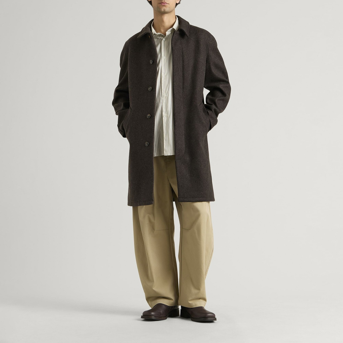 A.P.C. Men's Auster Heathered Wool Mac in Brown
