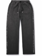Off-White - Straight-Leg Embroidered Embellished Cotton-Jersey Sweatpants - Black