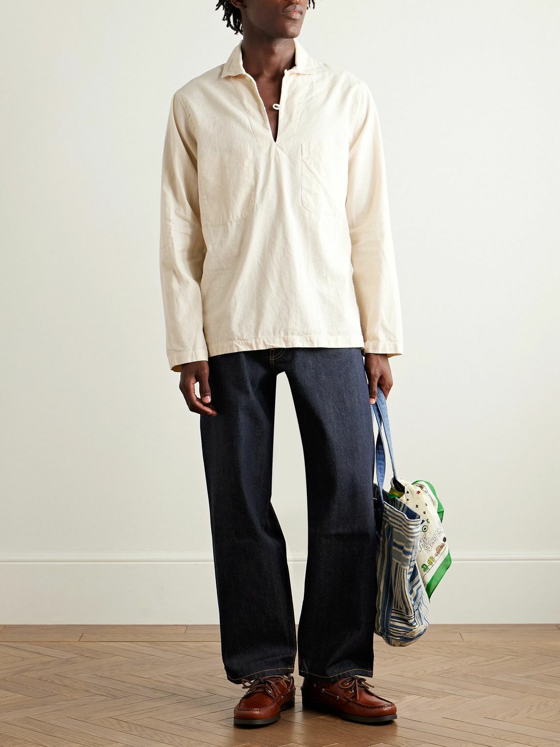 Noah - Stovepipe Wide-Leg Selvedge Jeans - Blue