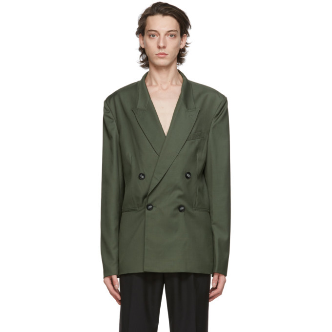 Winnie New York Green Wool Double-Breasted Blazer Winnie New York