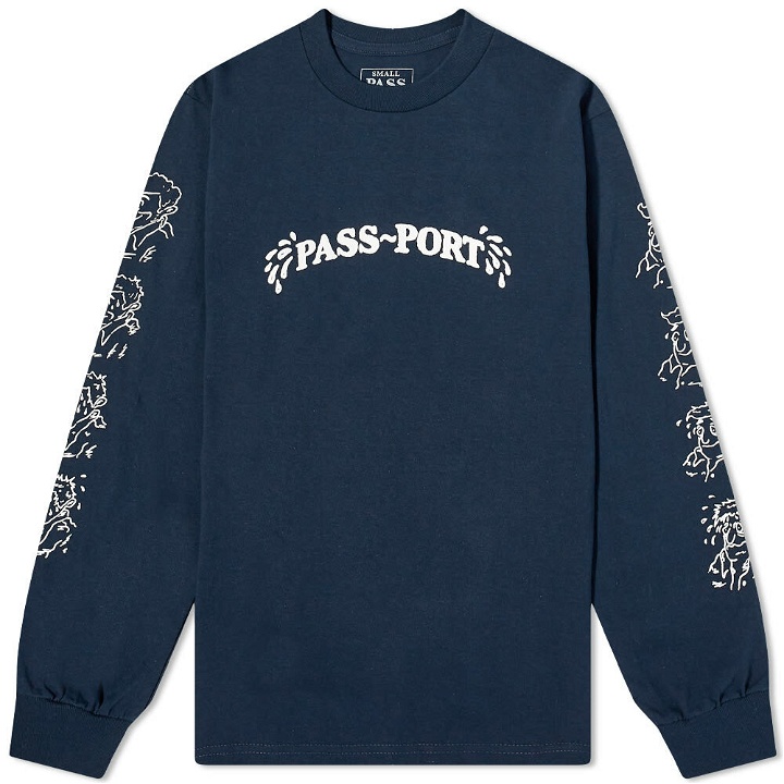 Photo: Pass~Port Men's Long Sleeve Sweat Logo T-Shirt in Navy