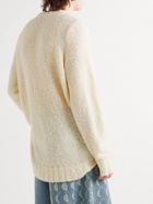 THE ELDER STATESMAN - Teddy Racing Cashmere, Baby Alpaca and Silk-Blend Bouclé Sweater - White