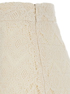 TwinSet Beige High-waist Pants With Logo Plaque On The Back In Macramé Cotton Woman
