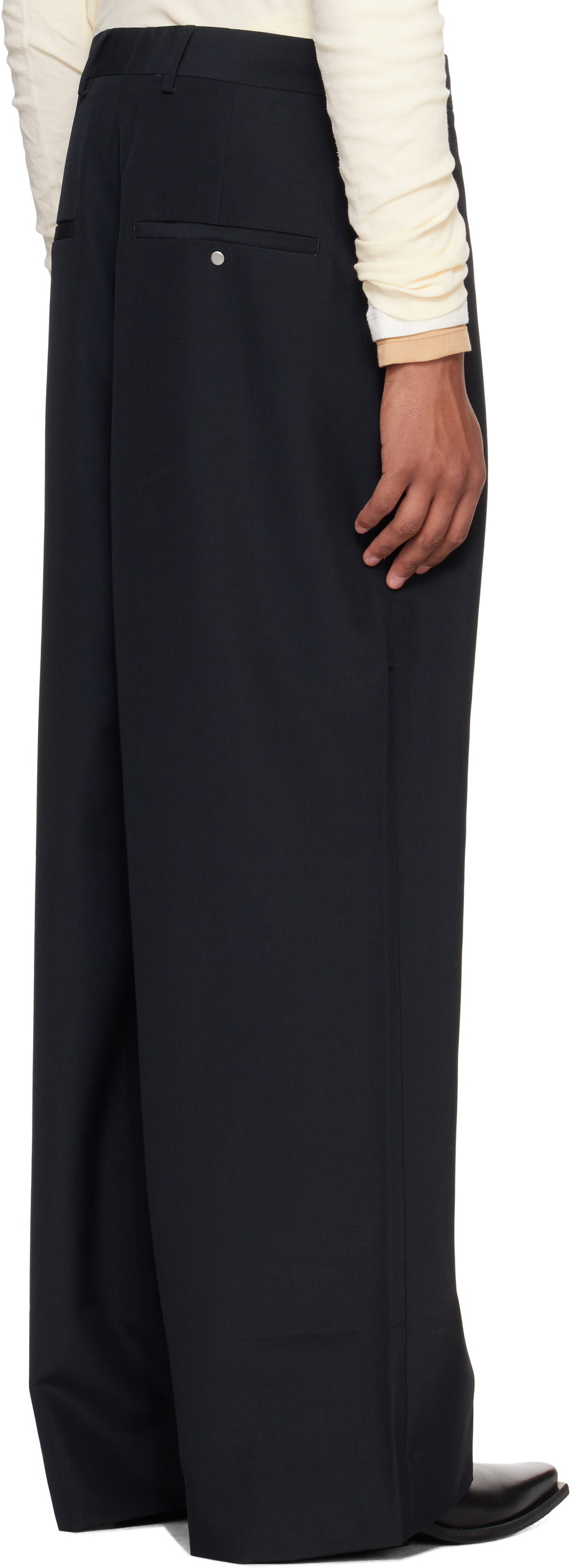 Karmuel Young Black Vacuum Wide Leg Trousers
