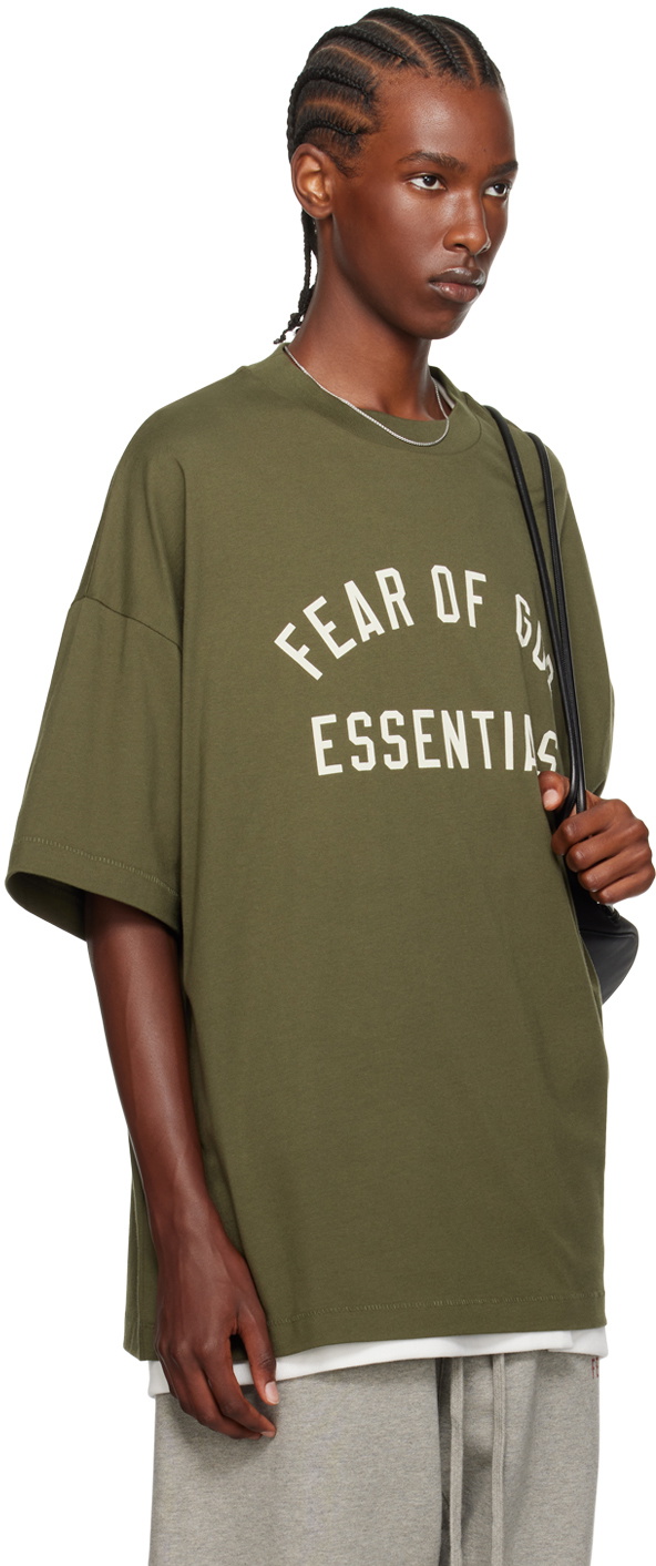 Fear of God ESSENTIALS Khaki Crewneck T-Shirt Fear Of God Essentials