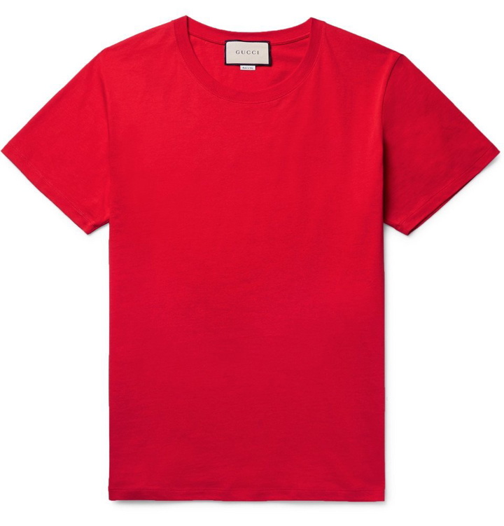 Photo: Gucci - Printed Cotton-Jersey T-Shirt - Men - Red