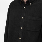 Portuguese Flannel Men's Lobo Button Down Corduroy Shirt in Black
