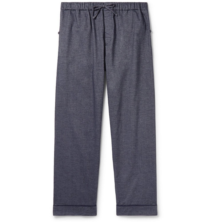 Photo: Desmond & Dempsey - Brushed Cotton-Twill Pyjama Trousers - Men - Blue