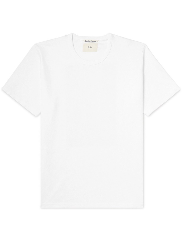 Photo: Folk - Damien Poulain Logo-Appliquéd Printed Organic Cotton-Jersey T-Shirt - White