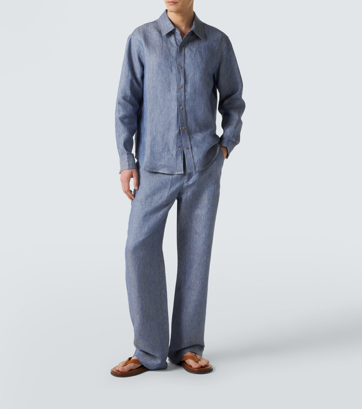 God's True Cashmere Linen denim straight pants with carnelian