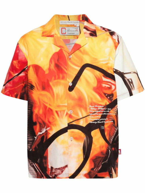 Photo: Advisory Board Crystals Orange And Red Glasses And Fire Print Short-Sleeved Shirt