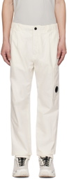 C.P. Company White Garment-Dyed Cargo Pants